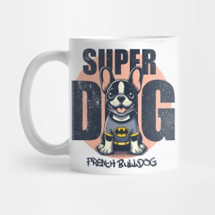 Super Dog French Bulldog, Art Illustration cartoon Mug